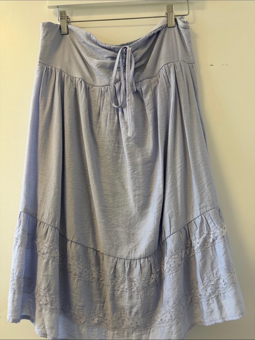 NWT Le Lis Light Blue Strapless Tiered Babydoll Dress Size L